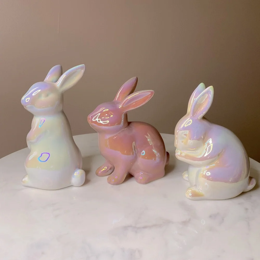 Target Bullseye Iridescent Ceramic Easter Bunny Trio Decor - Picture 3 of 4
